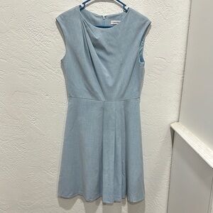 Calvin Klein Blue Pleated Ruffled A-Line Dress